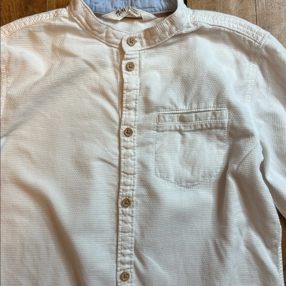 H&M Dress shirt size 7 boys white dress shirt cotton mandarin collar wedding